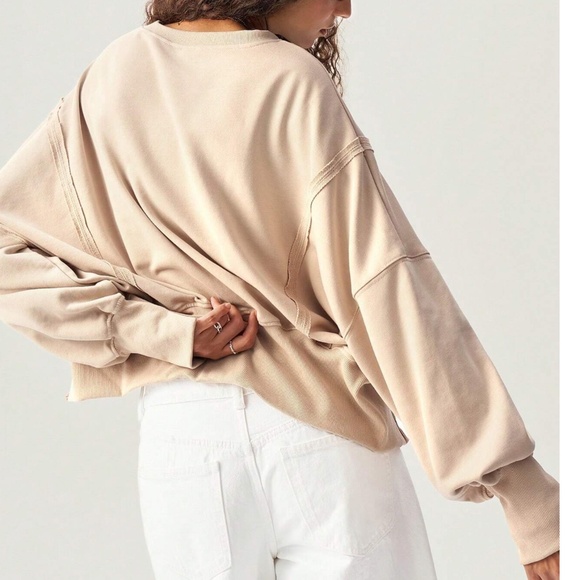 Cozy Colorful Peace patchwork Sign Oversized Sweater Top - Picture 4 of 5